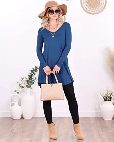 Popana Long Sleeve Tunic Top Shirts Women, Flowy Dressy Loose Fit Tops Womens Tunics Tees Long Sleeve Shirt for Leggings - 4