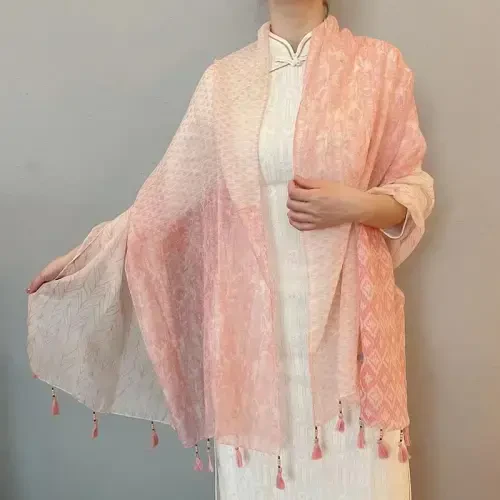 WaJuemy Travel Boho Scarf for Women Casual Lightweight PasModazoneina Scarves Fashion Multicolor Shawl Wraps with Fringed Beads - WAJUEMY (1)