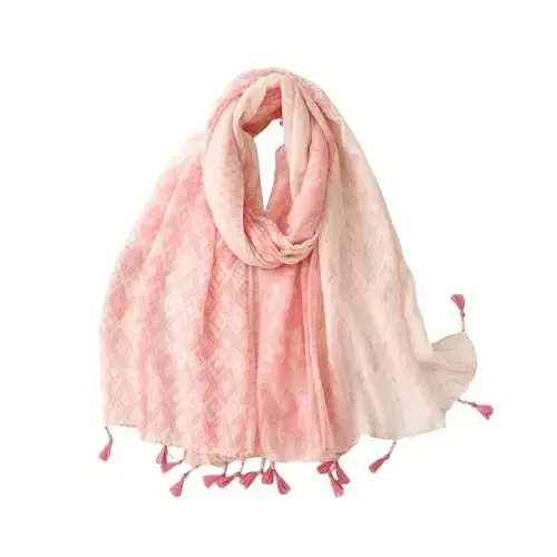 WaJuemy Travel Boho Scarf for Women Casual Lightweight PasModazoneina Scarves Fashion Multicolor Shawl Wraps with Fringed Beads - 1