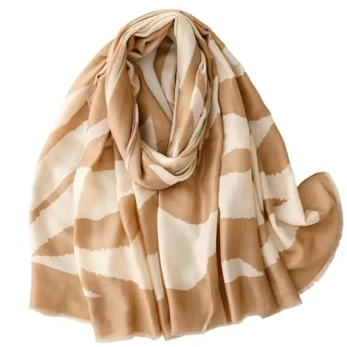 WaJuemy Travel Boho Scarf for Women Casual Lightweight PasModazoneina Scarves Fashion Multicolor Shawl Wraps with Fringed Beads - WAJUEMY