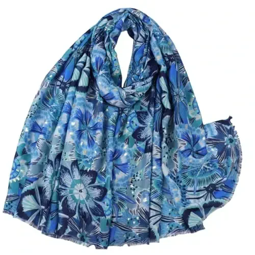 WaJuemy Travel Boho Scarf for Women Casual Lightweight PasModazoneina Scarves Fashion Multicolor Shawl Wraps with Fringed Beads - WAJUEMY