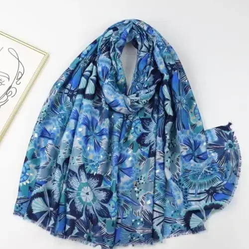 WaJuemy Travel Boho Scarf for Women Casual Lightweight PasModazoneina Scarves Fashion Multicolor Shawl Wraps with Fringed Beads - 6