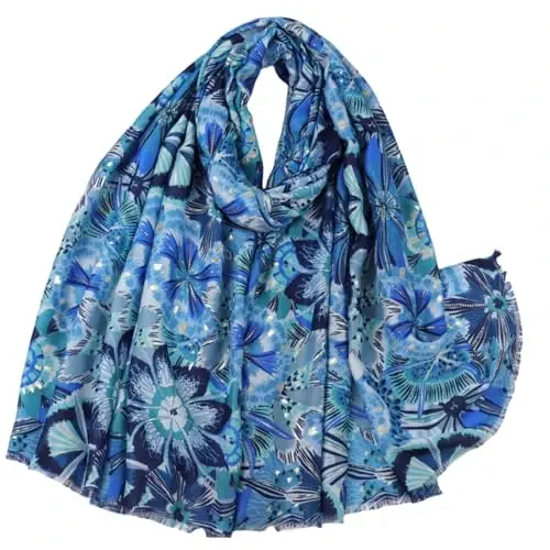 WaJuemy Travel Boho Scarf for Women Casual Lightweight PasModazoneina Scarves Fashion Multicolor Shawl Wraps with Fringed Beads - WAJUEMY