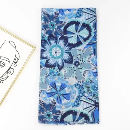 WaJuemy Travel Boho Scarf for Women Casual Lightweight PasModazoneina Scarves Fashion Multicolor Shawl Wraps with Fringed Beads - WAJUEMY (1)