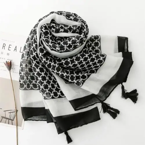 WaJuemy Travel Boho Scarf for Women Casual Lightweight PasModazoneina Scarves Fashion Multicolor Shawl Wraps with Fringed Beads - 4