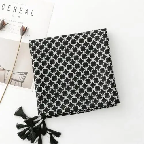 WaJuemy Travel Boho Scarf for Women Casual Lightweight PasModazoneina Scarves Fashion Multicolor Shawl Wraps with Fringed Beads - 5