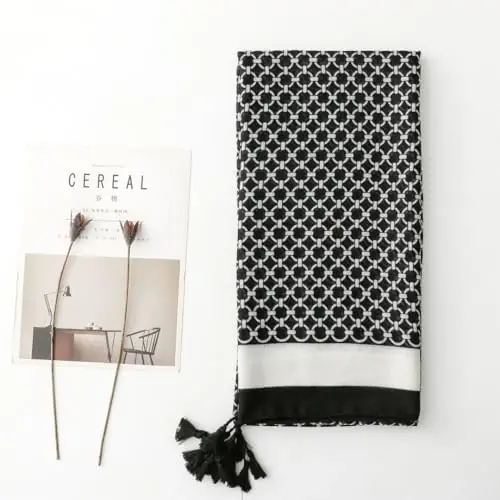 WaJuemy Travel Boho Scarf for Women Casual Lightweight PasModazoneina Scarves Fashion Multicolor Shawl Wraps with Fringed Beads - WAJUEMY (1)