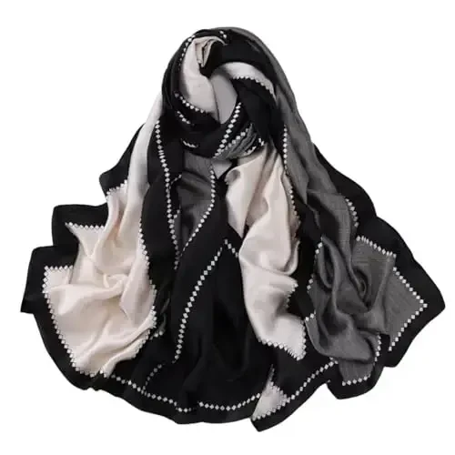 WaJuemy Travel Boho Scarf for Women Casual Lightweight PasModazoneina Scarves Fashion Multicolor Shawl Wraps with Fringed Beads - WAJUEMY