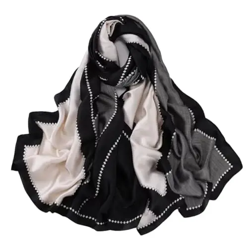 WaJuemy Travel Boho Scarf for Women Casual Lightweight PasModazoneina Scarves Fashion Multicolor Shawl Wraps with Fringed Beads 