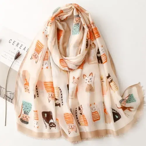 WaJuemy Travel Boho Scarf for Women Casual Lightweight PasModazoneina Scarves Fashion Multicolor Shawl Wraps with Fringed Beads - WAJUEMY (1)