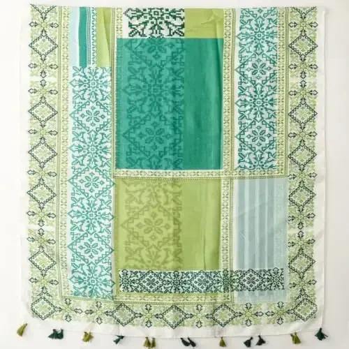 WaJuemy Travel Boho Scarf for Women Casual Lightweight PasModazoneina Scarves Fashion Multicolor Shawl Wraps with Fringed Beads - 4