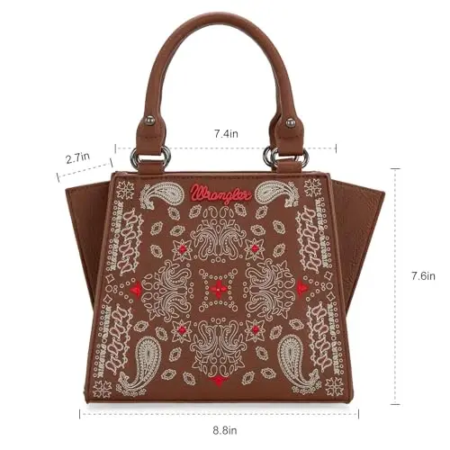 Wrangler Small Tote Purse Cute Women's Handbags Western Paisley Print Satchel Bags - 1