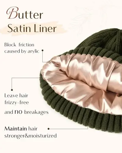 YANIBEST Winter Hats for Women Satin Lined Beanie for Cold Weather Beanie Hat for Women Men Winter Warm Knit Hats - 6