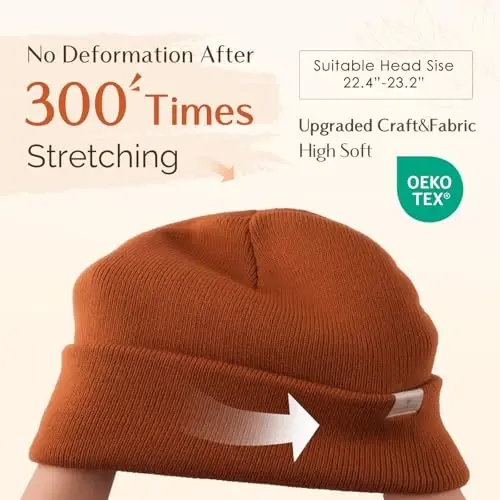 YANIBEST Satin Lined Beanie for Women Reduce Frizz Winter Hats for Women Men Silk Lining Soft Slouchy Warm Cuffed Less Static - 2