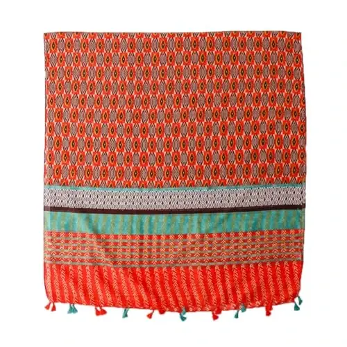 Yeieeo Boho Scarf for Women Lightweight Floral Printed Scarf Fall Winter Fashion Fringed Shawl - YEIEEO (1)