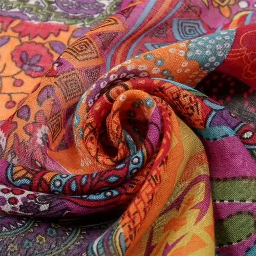 Kadınlar için Yeieeo Boho Eşarp Hafif Çiçek Baskılı Eşarp Sonbahar Kış Modası Saçaklı Şal - 9