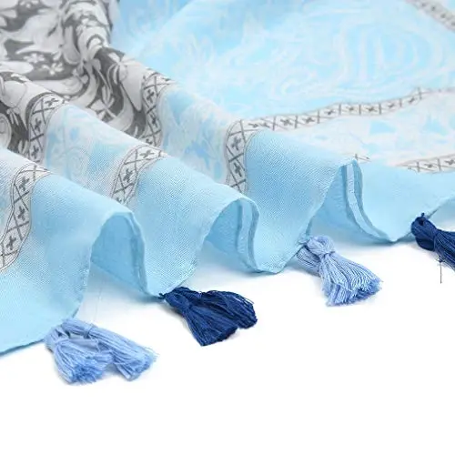 Yeieeo Boho Scarf for Women Lightweight Floral Printed Scarf Fall Winter Fashion Fringed Shawl - 4