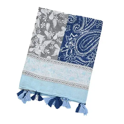 Yeieeo Boho Scarf for Women Lightweight Floral Printed Scarf Fall Winter Fashion Fringed Shawl - 6