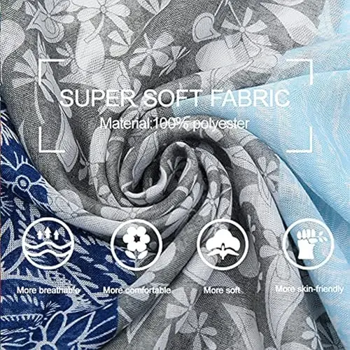 Yeieeo Boho Scarf for Women Lightweight Floral Printed Scarf Fall Winter Fashion Fringed Shawl - 4