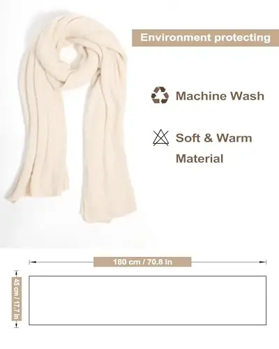 Ymomode Scarf for Women, Chunky Scarf Warm Knit Wraps Large Scarfs for Women Winter Scarves Large Soft Long Scarves Winter - 3