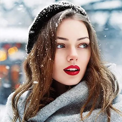 Womens Wool French Beret Chic Solid Beanie Hat Stretchable Classic Beret - 7