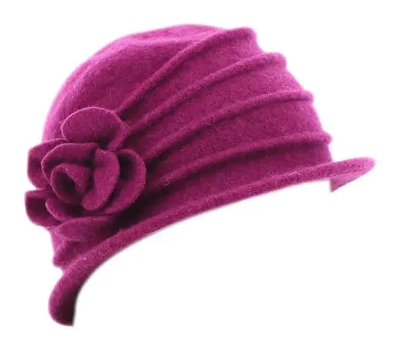 Round Cloche Hat for Women Vintage Wool 1920s Cloche Winter Hat - 2