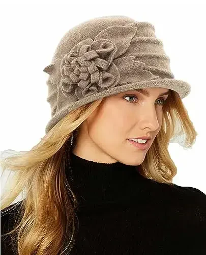 Round Cloche Hat for Women Vintage Wool 1920s Cloche Winter Hat 