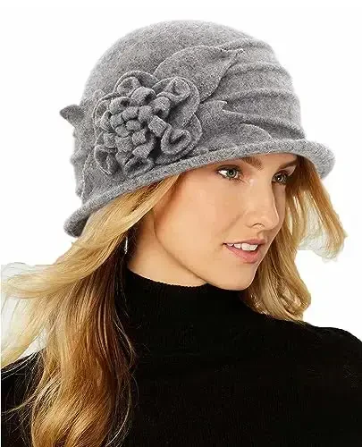 Round Cloche Hat for Women Vintage Wool 1920s Cloche Winter Hat - 1