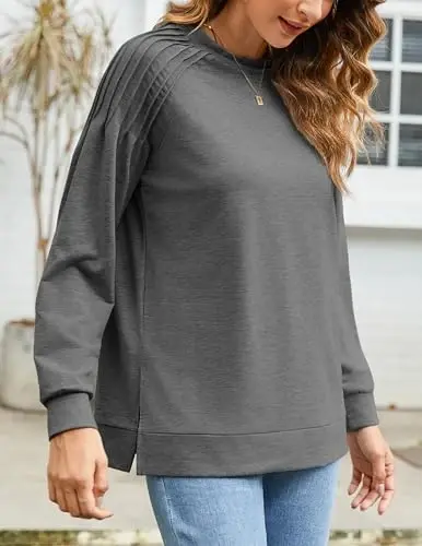 Zeagoo Christmas Tunic Sweatshirts for Women Crewneck Lightweight Sweaters Raglan Long Sleeve Shirts Fall Fashion Tops 2025 - ZEAGOO (1)