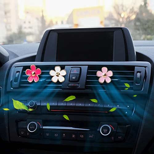 Pink Car Accessories for Women Teen Girls 6PCS Cute Auto Scent Air Fresheners Vent Clips Girly Daisy Flower Decorations Interior Aesthetic Things Cars Perfume Decor Stuff Christmas Gifts for Her Mom - 2