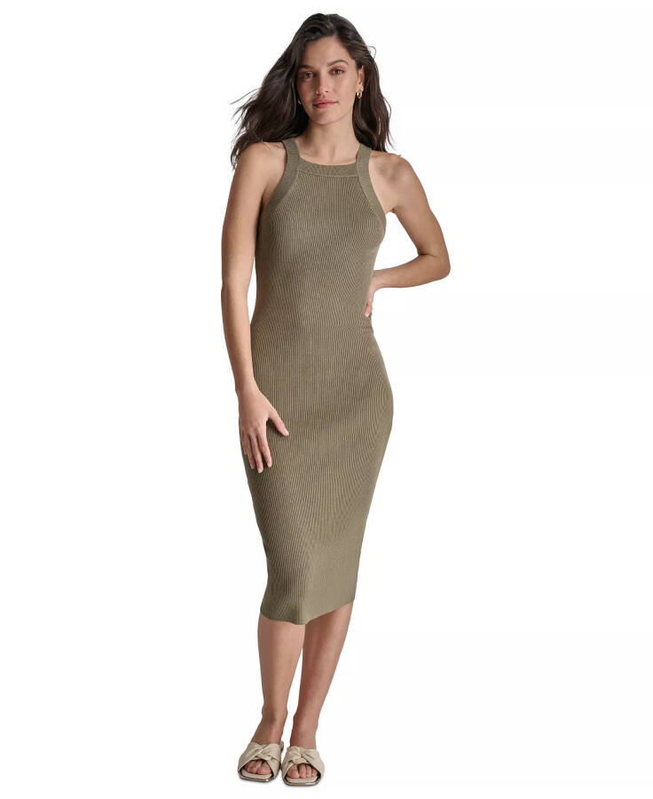 Kadınlar Yivli Örgü Kolsuz Bodycon Elbise FH3 - LT FATIGUE - 1