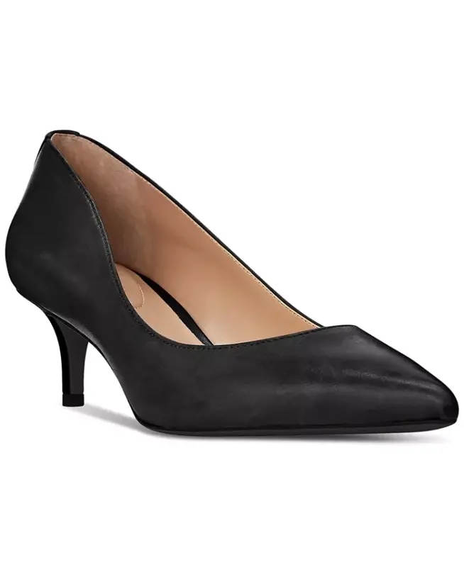 Women's Adrienne Pointed-Toe Pumps - Black Leather - LAUREN RALPH LAUREN