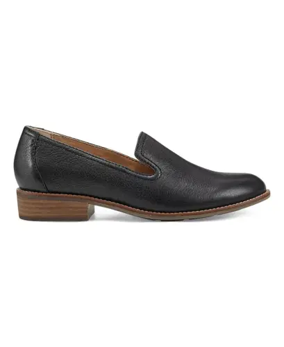 Women's Edna Flat Slip-On Loafers - Black Leather - EARTH (1)