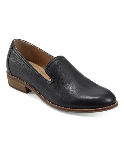 Kadınların Edna Düz Slip-On Terlik-Siyah Deri 