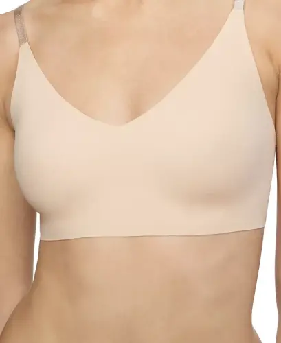 Women's Invisibles Comfort Lightly Lined Triangle Bralette QF5753 - Bare (Nude 5) - 2