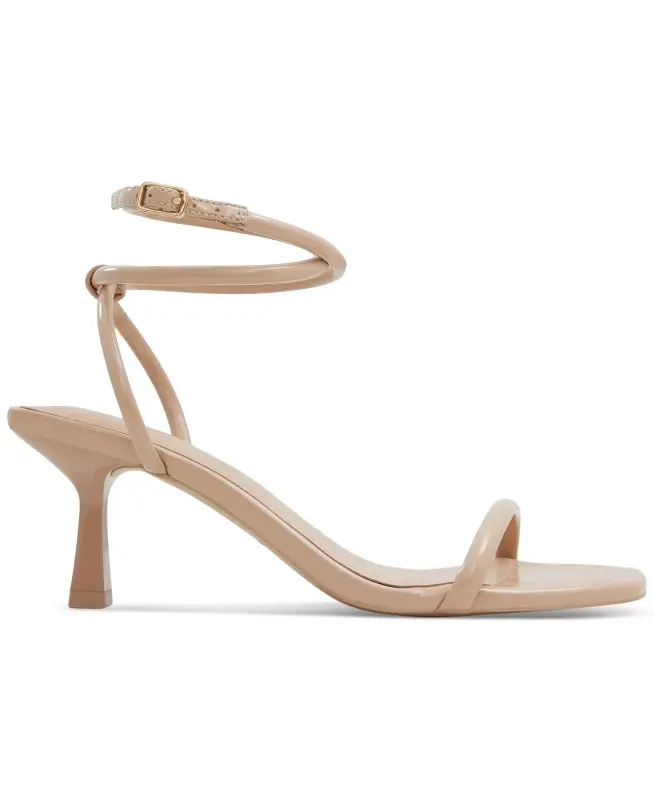 Women's Dime Strappy Ankle Wrap Dress Sandals - Bone Patent - 2