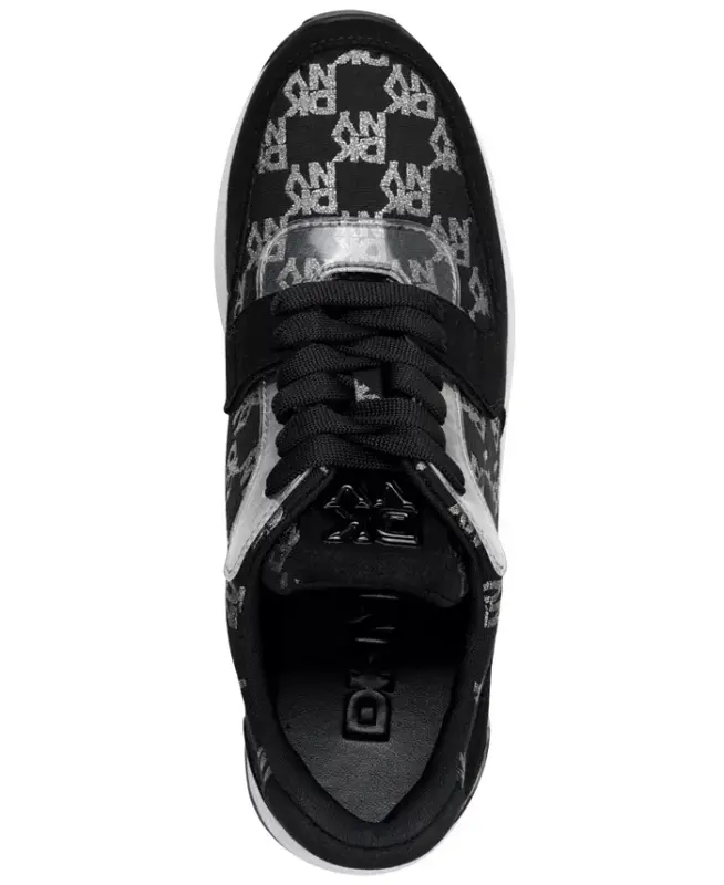 Women's Kamay Lace-Up Wedge Sneakers - Black, Nickel - 4