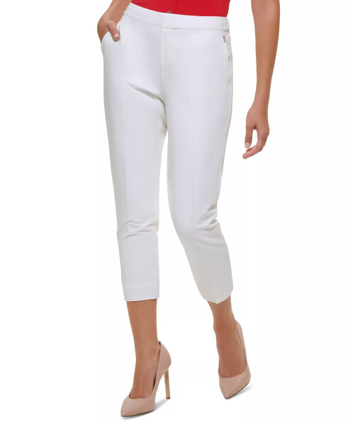 Women's Cropped Elastic-Back Sloane Ankle Pants-Ivory - 3