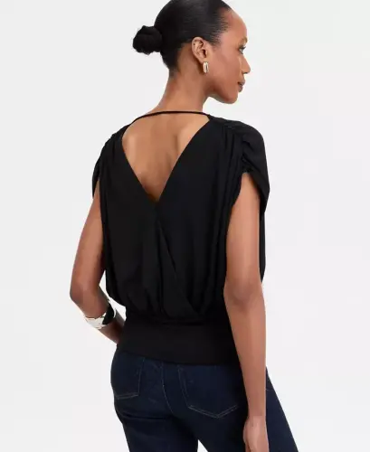 Women's Surplice V-Neck Top, Exclusively at Modazone - 3