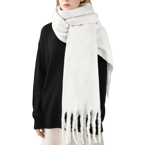 Premillow Women's Mohair Winter Scarf Pure Color, Warm Winter Scarf for Women and Men, Soft Luxurious CasModazoneere Feel Scarfs - 1