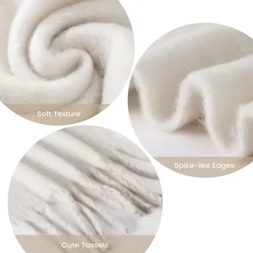 Premillow Women's Mohair Winter Scarf Pure Color, Warm Winter Scarf for Women and Men, Soft Luxurious CasModazoneere Feel Scarfs - 2