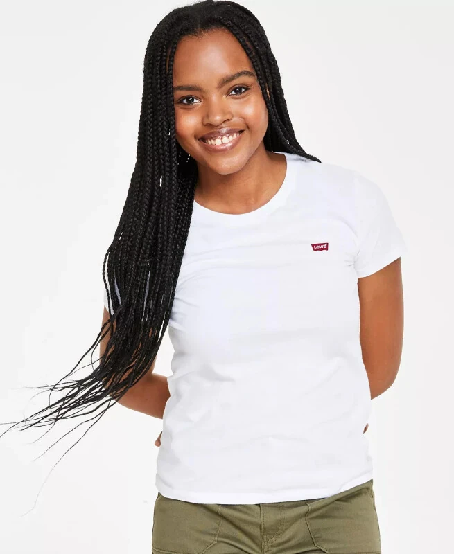 Women's The Perfect Crewneck Cotton T-Shirt-White - LEVI'S