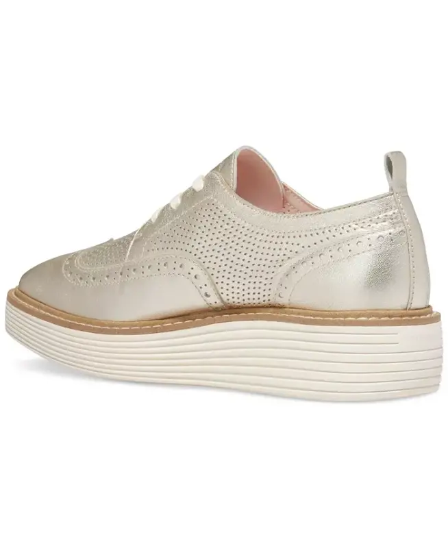 Women's OriginalGrand Wingtip Platform Oxfords - Gold Talca, Ivory - 3