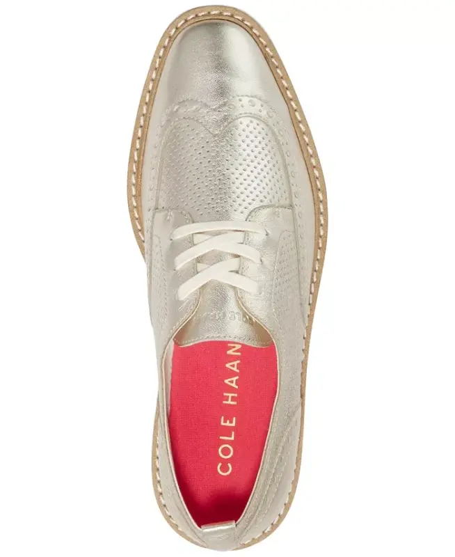 Women's OriginalGrand Wingtip Platform Oxfords - Gold Talca, Ivory - 4