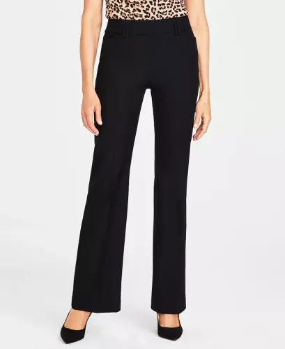 Women's Mid-Rise Bootcut Pants, Created for Modazone - Deep Black 