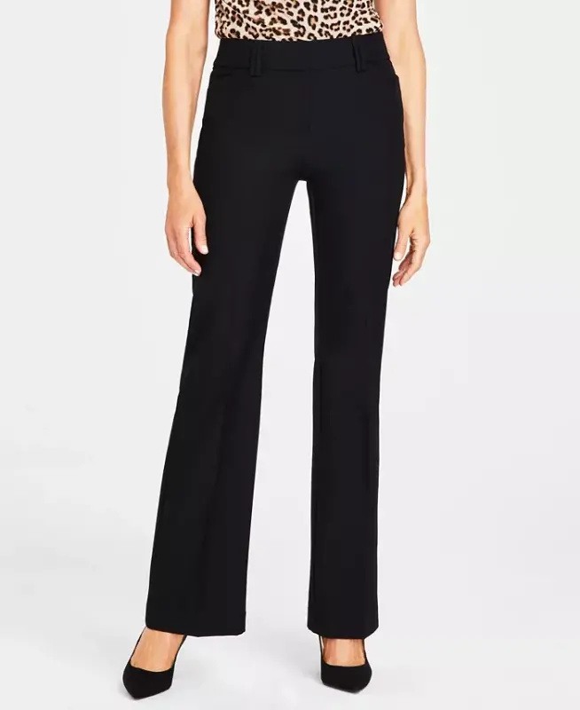 Women's Mid-Rise Bootcut Pants, Created for Modazone - Deep Black - 1