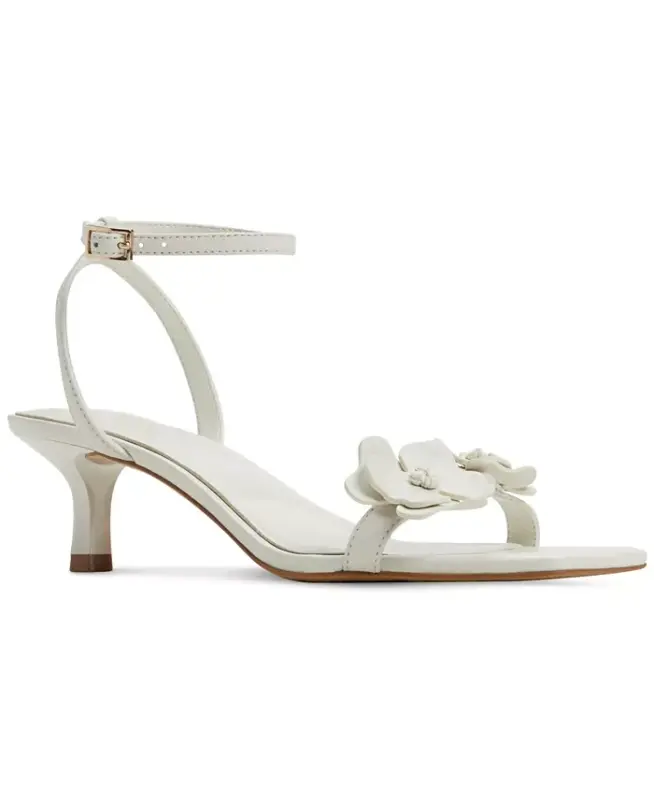 Women's Daisyrose Floral Kitten-Heel Dress Sandals - White/bone - ALDO