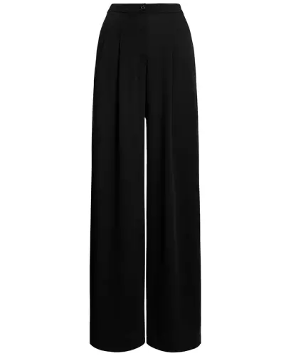Women's Pleated Stretch Jersey Wide-Leg Pants, Regular & Petite - Black - 5