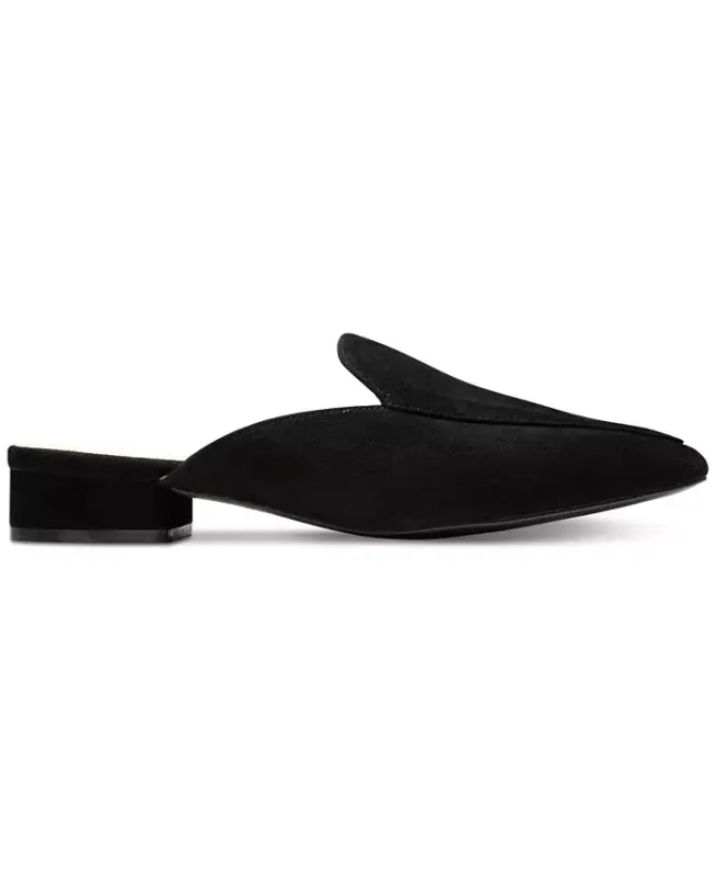 Women's Piper Leather Pointed-Toe Mules - Black Suede - 2