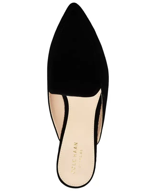 Women's Piper Leather Pointed-Toe Mules - Black Suede - 4